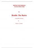 Instructor's Manual (Lecture Notes Only) With Test Bank For Health The Basics 14th Edition By Rebecca Donatelle (All Chapters, 100% Original Verified, A+ Grade)