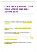 CCRN EXAM questions / CCRN EXAM LATEST 2023-2024 ACTUAL EXAM