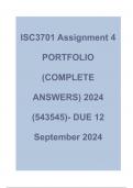 ISC3701 Assignment 4 PORTFOLIO (COMPLETE ANSWERS) 2024 (543545)- DUE 12 September 2024