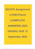 ISC3701 Assignment 4 PORTFOLIO (COMPLETE ANSWERS) 2024 (543545)- DUE 12 September 2024