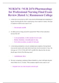 NUR2474 / NUR 2474 Pharmacology for Professional Nursing Final Exam Review |Rated A | Latest 2020 / 2021 | Rasmussen College