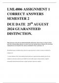 LML4806 ASSIGNMENT 1 CORRECT ANSWERS SEMESTER 2 DUE DATE 25th AUGUST 2024 GUARANTEED DISTINCTION.