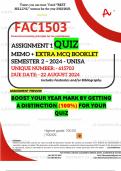 FAC1503 ASSIGNMENT 1 QUIZ MEMO - SEMESTER 2 - 2024 - UNISA - (UNIQUE NUMBER: - 615703) (DISTINCTION GUARANTEED) – DUE DATE : 22 AUGUST 2024 