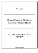 (HU) NU 671 - Clinical Decision Making in Psychiatric Mental Health - Latest Midterm Exam Review