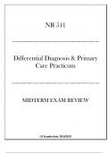 (CU) NR 511 Differential Diagnosis & Primary Care Practicum Midterm Exam Review 2024-2025