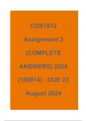 COS1512 Assignment 3 (COMPLETE ANSWERS) 2024 (160814) - DUE 23 August 2024