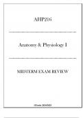 (Fortis) AHP216 Anatomy & Physiology I Midterm Exam Review 2024-2025