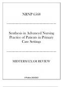 (WU) NRNP 6568 - Synthesis in Advanced Nursing Practice of Patients in Primary Care Settings - Midterm Exam