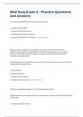 Med Surg Exam 3 - Practice Questions and answers  GRADED A