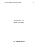 Psy101.WeekFive.docx     The Final Paper:  Seeking the Truth  Depression: Therapy vs Medication  PSY 101:  Introduction to Psychology  Part I:  The Annotated Bibliography  Berger D. Double blinding requirement for validity claims in cognitive-behavioral t