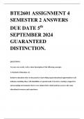 BTE2601 ASSIGNMENT 4 SEMESTER 2 ANSWERS DUE DATE 5th  SEPTEMBER 2024 GUARANTEED DISTINCTION