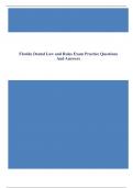 Florida Dental Law and Rules Exam Practice Questions And Answers