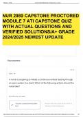 NUR 2989 CAPSTONE PROCTORED MODULE 7 ATI CAPSTONE QUIZ WITH ACTUAL QUESTIONS AND VERIFIED SOLUTIONS/A+ GRADE