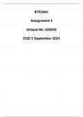 BTE2601 Assignment 4 Due 5 September 2024 (Detailed solution)