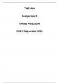 TMS3704 Assignment 5 Due 2 September 2024 (Detailed solution)