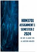 HRM3701 Assignment 1 Semester 2 2024 | Due 26 August 2024