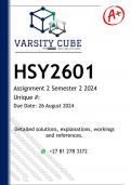 HSY2601 Assignment 2 (DETAILED ANSWERS) Semester 2 2024 - DISTINCTION GUARANTEED