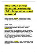 WGU D023 School Financial Leadership (22)(84 questions and answers).