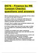 D076 - Finance by ME (Lesson Checks) questions and answers.