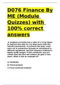 D076 Finance By ME (Module Quizzes) with 100- correct answers.