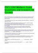 PSCI 2305 Midterm Exam Questions and Answers All Correct