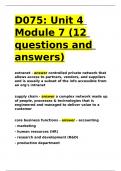 D075 Unit 4 Module 7 (12 questions and answers).