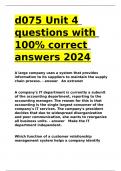 d075 Unit 4 questions with 100- correct answers 2024.