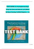 TEST BANK For Psychopharmacology: Drugs, the Brain, and Behavior, 3rd Edition By Meyer Nursing, Verified Chapters 1 - 20, Complete Newest Version