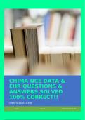 CHIMA NCE DATA & EHR QUESTIONS & ANSWERS SOLVED 100% CORRECT!!