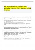 SF: Texas All Lines Adjuster; Pre-licensing Practice Exam Questions And Answers.