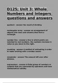 D125; Unit 3 Whole Numbers and Integers questions and answers