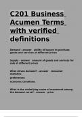 C201 Business Acumen Terms with verified definitions.