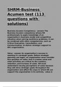 SHRM-Business Acumen test (113 questions with solutions).