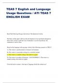 TEAS 7 English and Language Usage Questions / ATI TEAS 7 ENGLISH EXAM