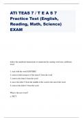 ATI TEAS 7 / T E A S 7 Practice Test (English, Reading, Math, Science) EXAM