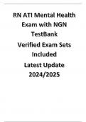  RN ATI Mental Health Exam with NGN TestBank (EXAM A and B) Verified Exam Sets Included Latest Update 2024/2025