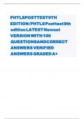 PHTLS POST TEST 9TH EDITION / PHTLS Post test 9th edition LATEST Newest VERSION WITH 100 QUESTIONS AND CORRECT ANSWERS VERIFIED ANSWERS GRADED A+