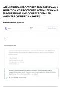 ATI NUTRITION PROCTORED 2024.2025 EXAM / NUTRITION ATI PROCTORED ACTUAL EXAM ALL 185 QUESTIONS AND CORRECT DETAILED ANSWERS (VERIFIED ANSWERS)