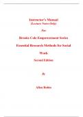 Instructor's Manual (Lecture Notes Only) For Brooks Cole Empowerment Series Essential Research Methods for Social Work 2nd Edition By Allen Rubin Babbie (All Chapters, 100% Original Verified, A+ Grade)