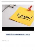 BIOS 255 Comprehensive Exam 1 ( Latest 2024 / 2025 ) Actual Questions and Answers 100% Correct