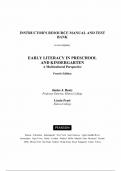 Early Literacy in Preschool and Kindergarten A Multicultural Perspective 4th edition by Janice Beaty, Linda Pratt (Instructor Manual with Test Bank)