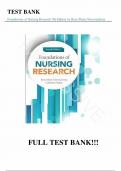 Test Bank - for Foundations of Nursing Research 7th Edition by Rose Marie Nieswiadomy, All Chapters | Complete Guide A+