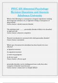 PSYC 435 Abnormal Psychology  Revision Questions and Answers  Athabasca University