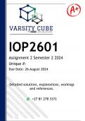 IOP2601 Assignment 2 (DETAILED ANSWERS) Semester 2 2024 - DISTINCTION GUARANTEED