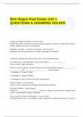 Bob Hogue Real Estate Unit 1 QUESTIONS & ANSWERS SOLVED.