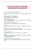 HESI A2 VOCAB (5TH EDITION) QUESTIONS AND ANSWERS