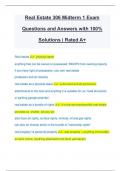 Real Estate 306 Midterm 1 Exam Questions and Answers with 100% Solutions | Rated A+