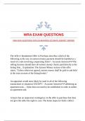 WRA EXAM QUESTIONS WITH GUARANTEED ACCURATE ANSWER |VERIFIED