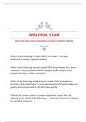 WRA FINAL EXAM WITH GUARANTEED ACCURATE ANSWERS |VERIFIED