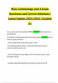 Wjec Criminology unit 4 Exam Questions and Correct Solutions | Latest Update 2024/2025 | Graded A+